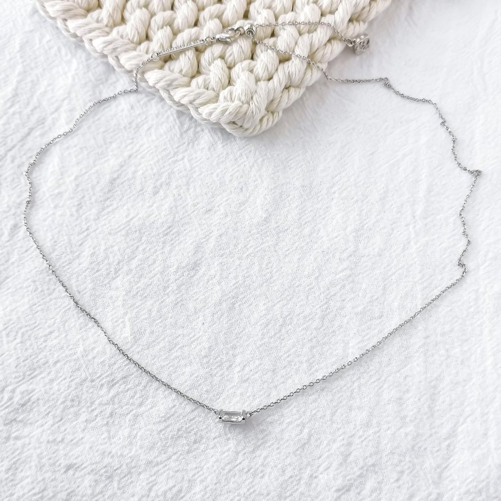 Authentic Kendra Scott Juliette - Silver White Crystal Pendant Necklace